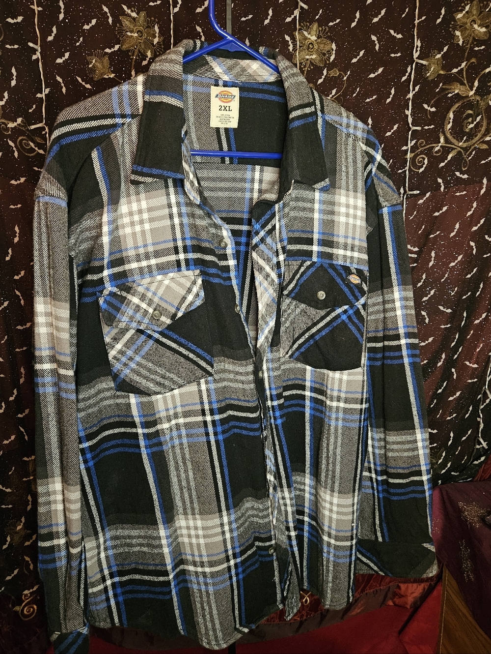 2xl Dickies Black, & Blue Plaid Work Shirt